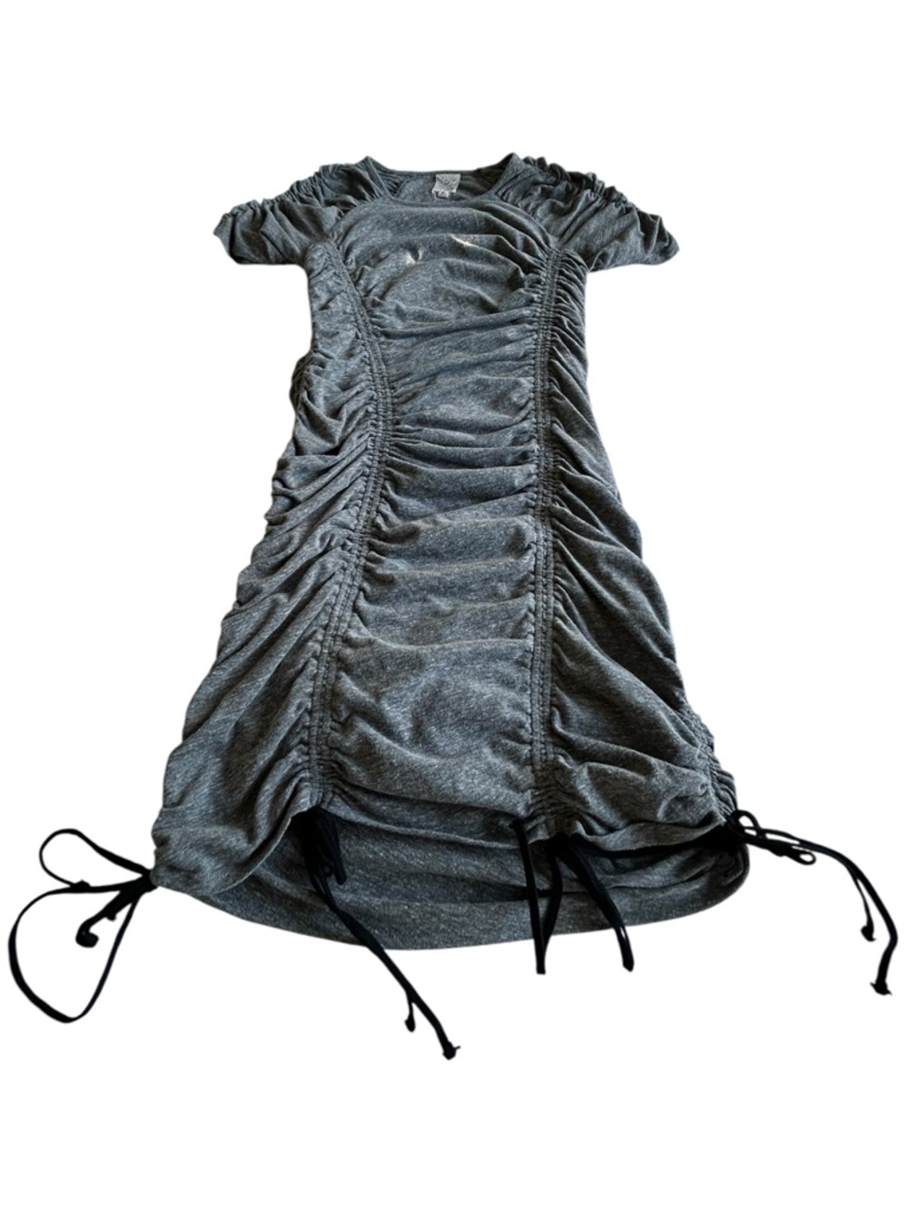 cinq a sept Gray Ruched Mini Dress with Black Strings - M